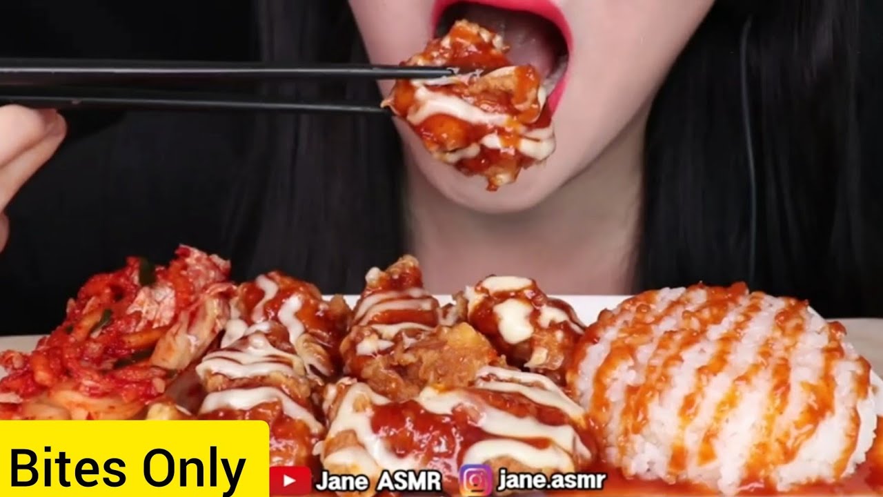 BITES ONLY Korean Fried Chicken and Kimchi // Jane ASMR 제인