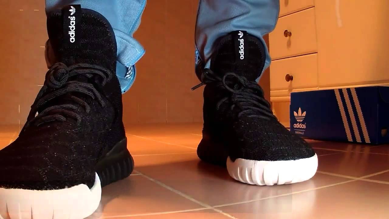 Adidas tubular x prime knit on feet 