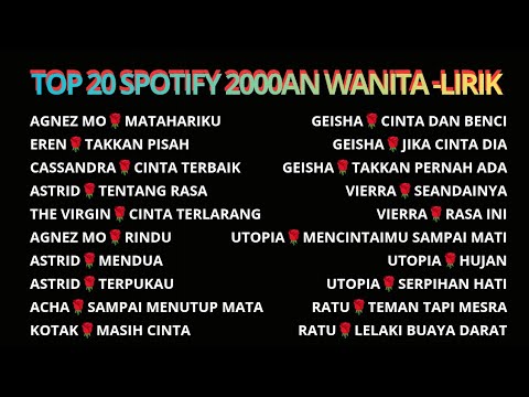 TOP 20 SPOTIFY 2000AN (FULL LIRIK) || POP WANITA INDONESIA 🌹