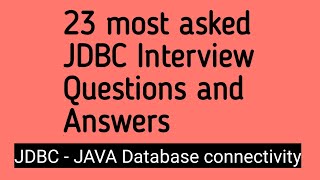 23 JDBC interview questions and answers screenshot 4