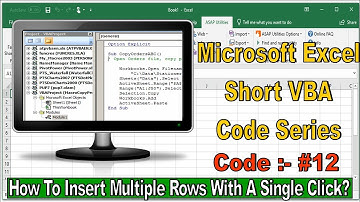 Microsoft Excel Short VBA Code #12 | How to Insert Multiple Rows With A Single Click |