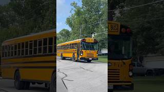 Parade of buses leave school with bus 7 honking!