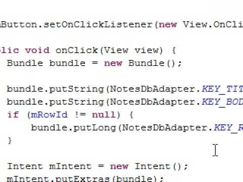 Android NotePad Tutorial video 10/16