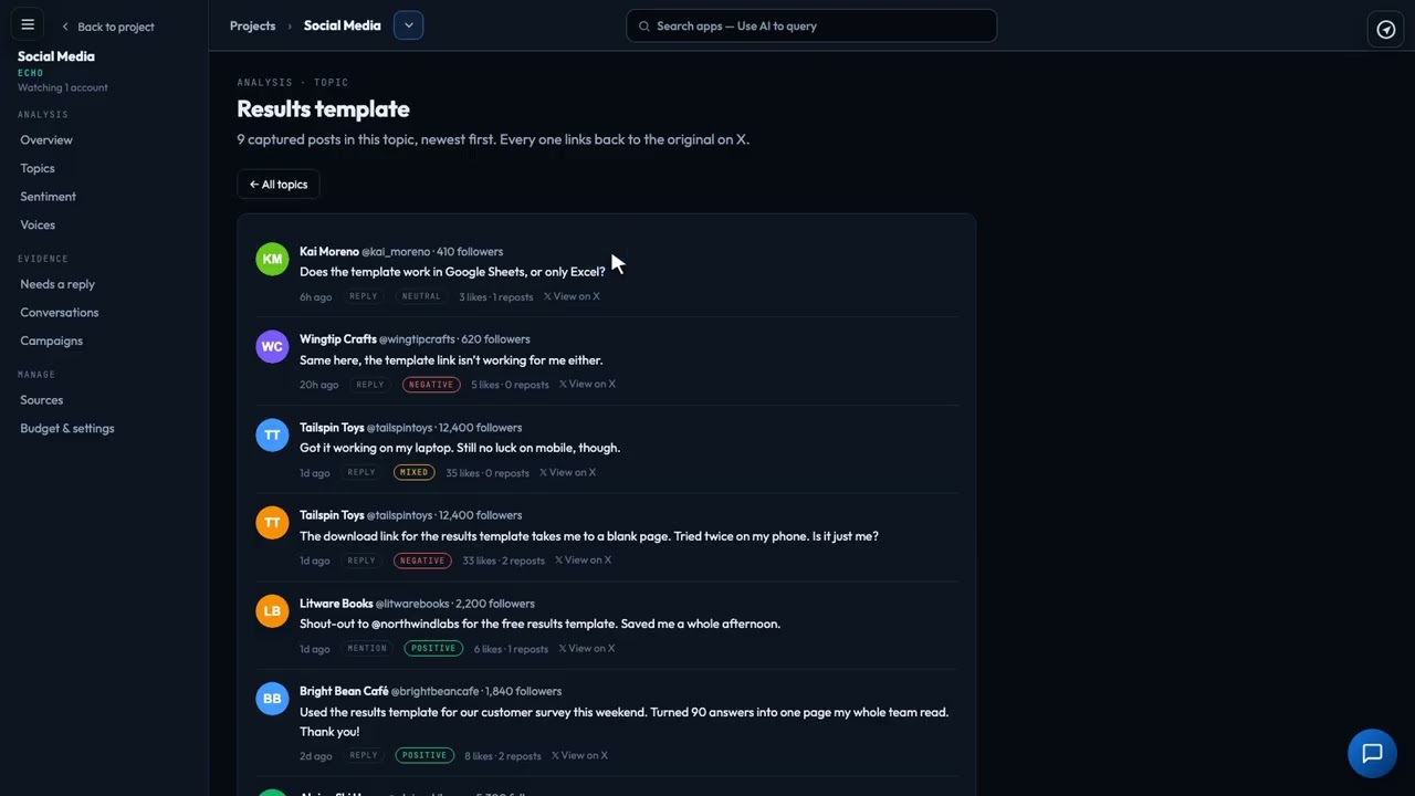 Video thumbnail: Echo: Hear What Customers Say Back on X