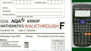 AQA GCSE Maths June 2023 Foundation exam paper 2 Walkthrough