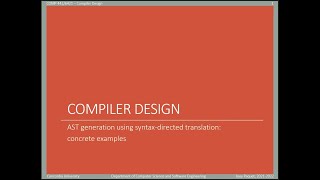 COMP442/6421 - Compiler Design - week 7 - AST generation examples