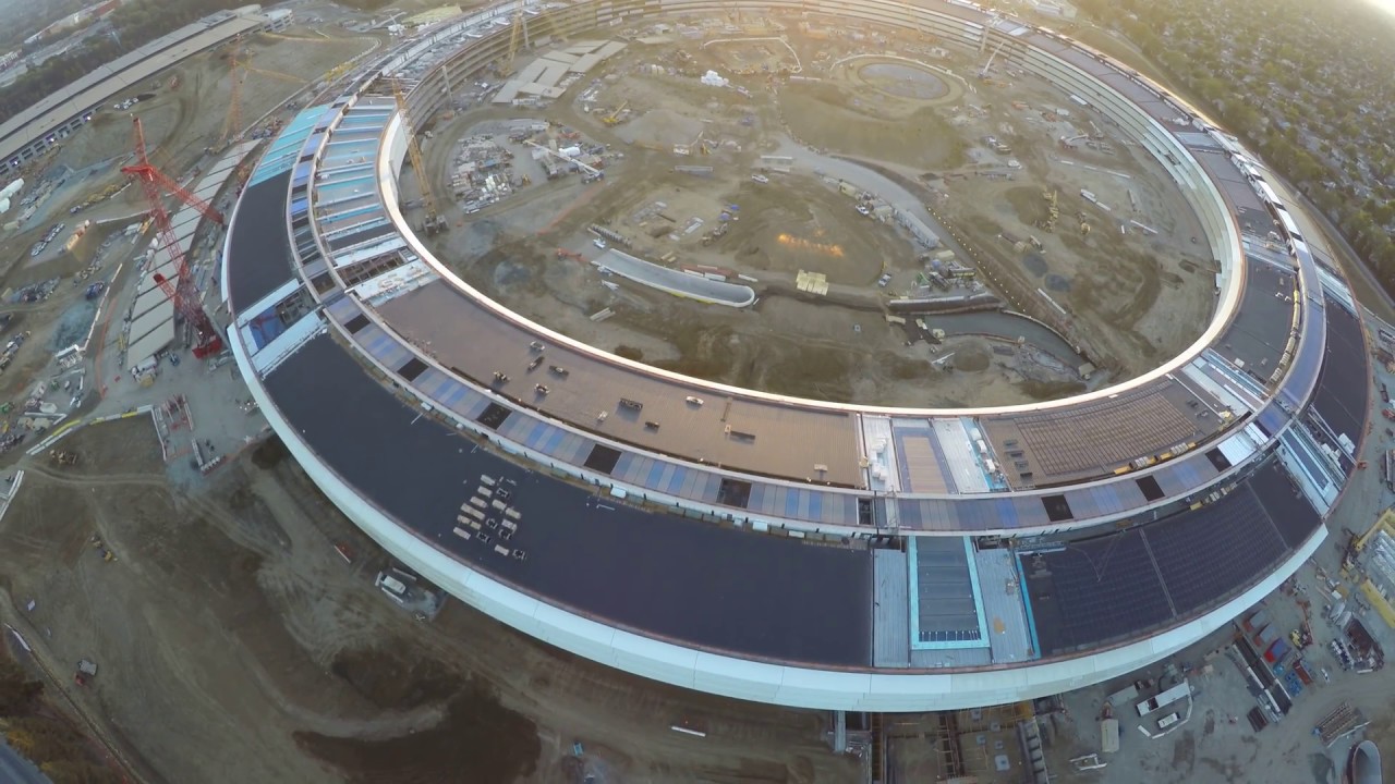 Drone Flight Construction Status Update Over Apple Campus 2 September 1 2016