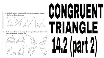 Congruent triangles class 8 , 14.2 (part 2) vedanta excel mathematics publication exercises 
