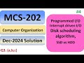 Programmed I/O | Interrupt driven I/O | Disk scheduling algorithm, SSD vs HDD | MCS-202 | DEC-2024
