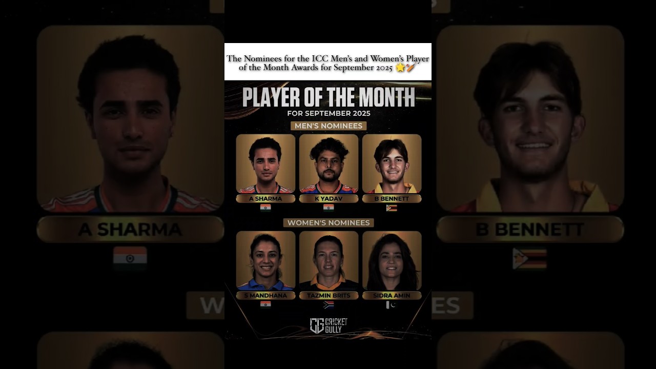 The Nominees for the ICC Men’s and Women’s Player of the Month Awards for September 2025 🌟🏏