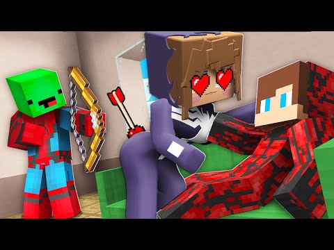 JJ CARNAGE and VENOM GIRL Arrows of LOVE in Minecraft! Maizen Love Story