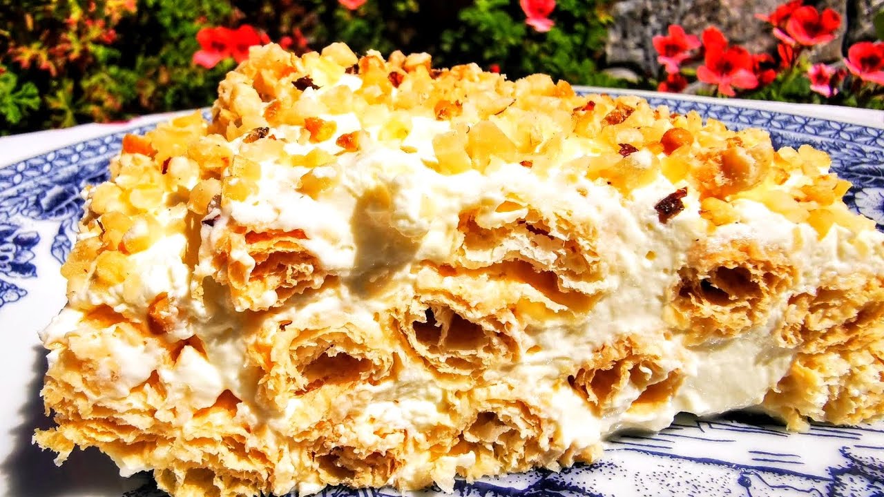 Торта Наполеон с готово бутер тесто и крем Шантили.