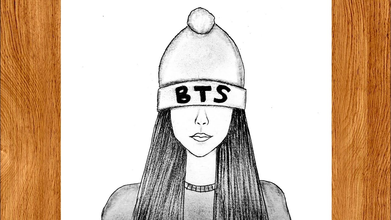 BTS ARMY GIRL DRAWING / BTS GIRL PENCIL SKETCH DRAWING / BTS DRAWING EASY FOR BEGINNERS