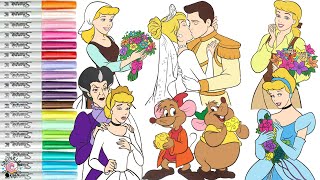 Disney Princess Coloring Book Compilation Cinderella Prince Charming Evil Stepmother Gus Gus and Jaq