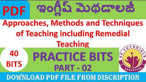 English Method Important Practice Bits for DSC,TET,B.ed | English Methods and Techniques of Teaching