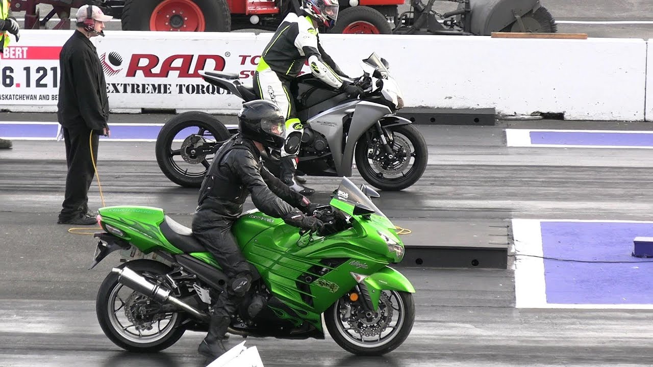 Honda CBR 1000 vs Kawasaki Ninja zx14drag race YouTube
