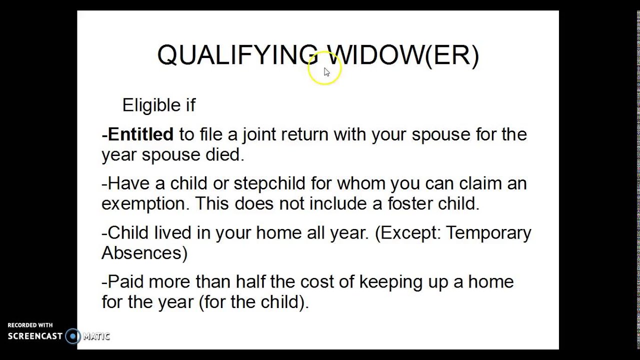 Qualifying Widow(er) Filing Status YouTube