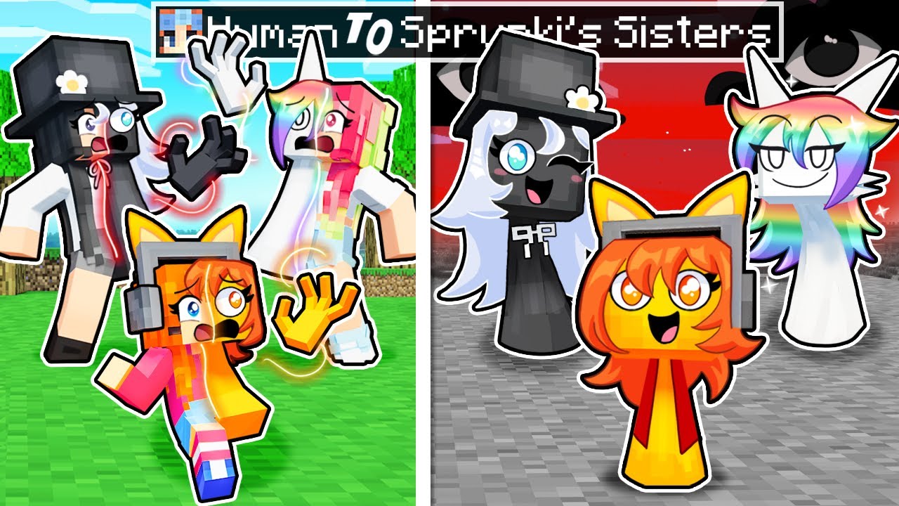 From Human to SPRUNKI SISTERS in Minecraft!