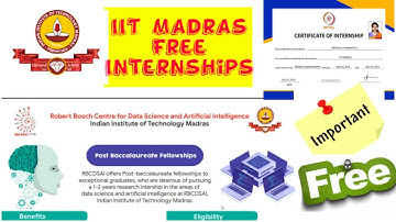 IIT Madras offers Free Internships