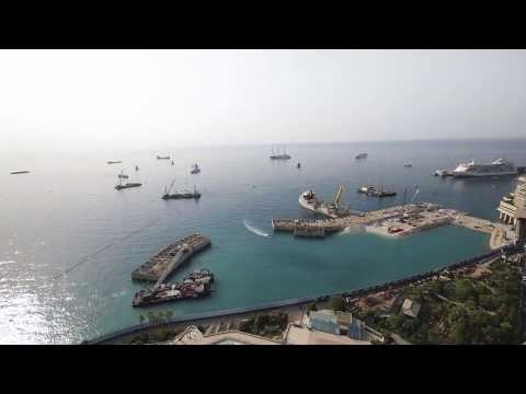 Monaco land extension, June 2019, time lapse, construction site
