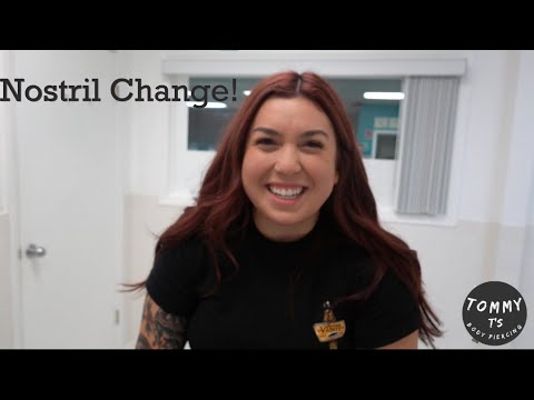 Nostril Change! Lucy is back from Vacation! Tommy Ts Body Piercing Huntington Beach Ca