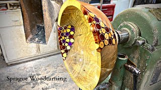 Woodturning -  The Stain Glass Bowl, 55K Subscriber Giveaway Bowl