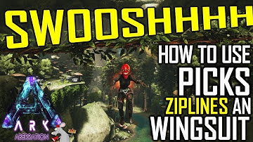 ARK ABERRATION HOW TO USE PICKS ZIPLINES AND WINGSUIT - PLUS SPAWN CODES!