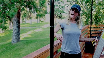 How to install string lights on a deck with poles and tank stands