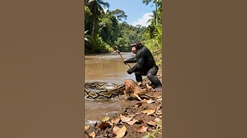 Chimpanzee Puts That Giant Python in Its Place! #animals #wildliferescue
