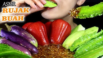 ASMR (RUJAK BUAH) Fruits ( Bell Fruit, Mango, Eggplant, Winged beans) With Spicy Sauce.