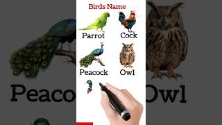 10 Birds Name 🐦 | पक्षियों के नाम | Bird in Hindi &amp; English #shorts