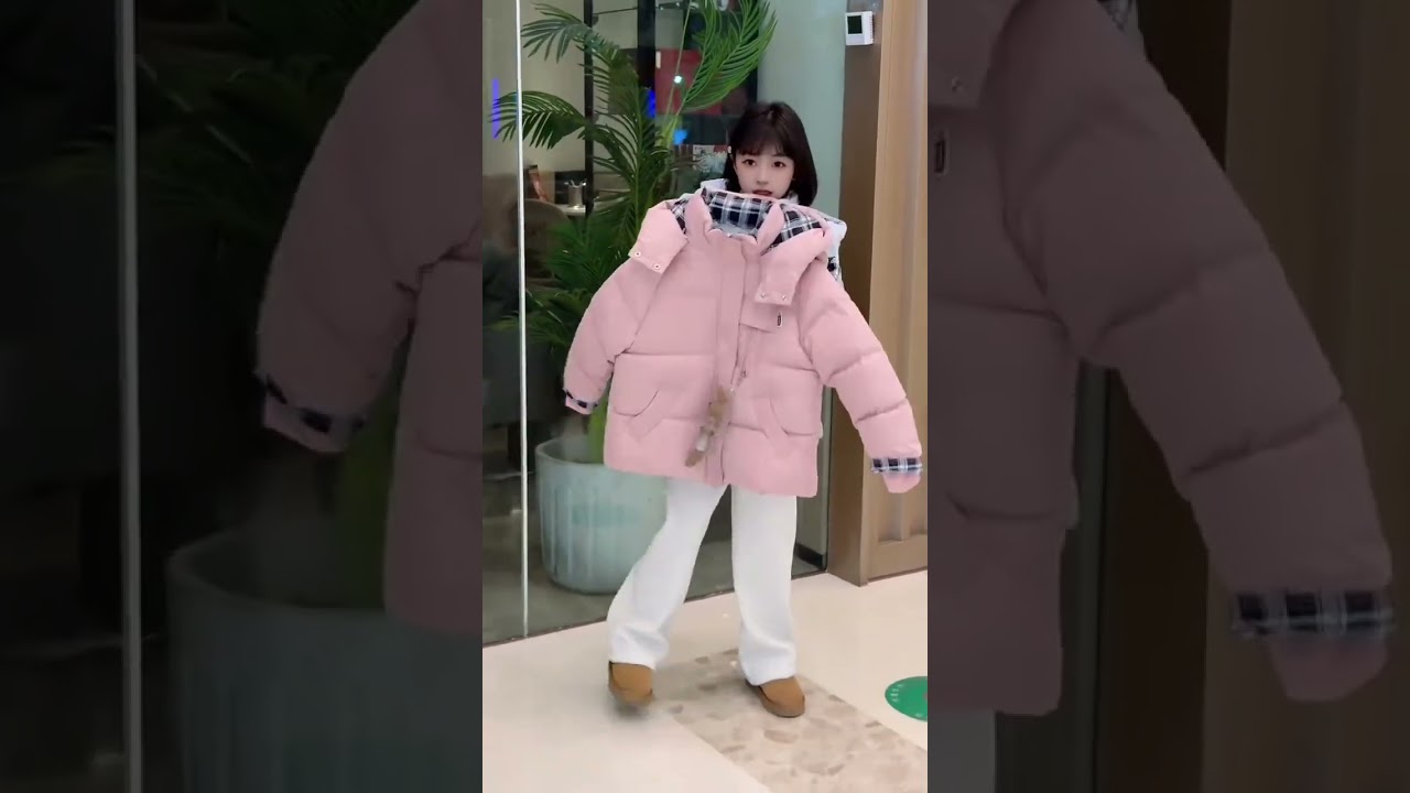 (Gift of doll) Winter fleece-lined, thickened rabbit fur plaid hooded cotton-padded coat 