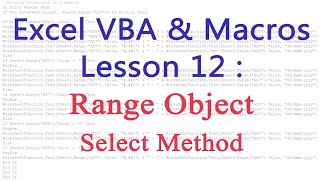 Details Excel VBA & Macros | Range Object: Select Method | Sinhala Tutorial Update