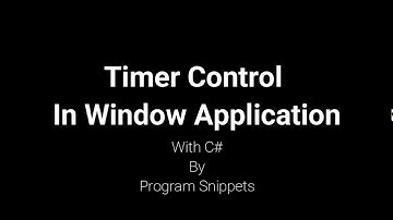 Timer Control In Window Application With C#