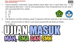 (New) 15 SOAL TES MATEMATIKA MASUK MAN, SMA DAN SMK‼️