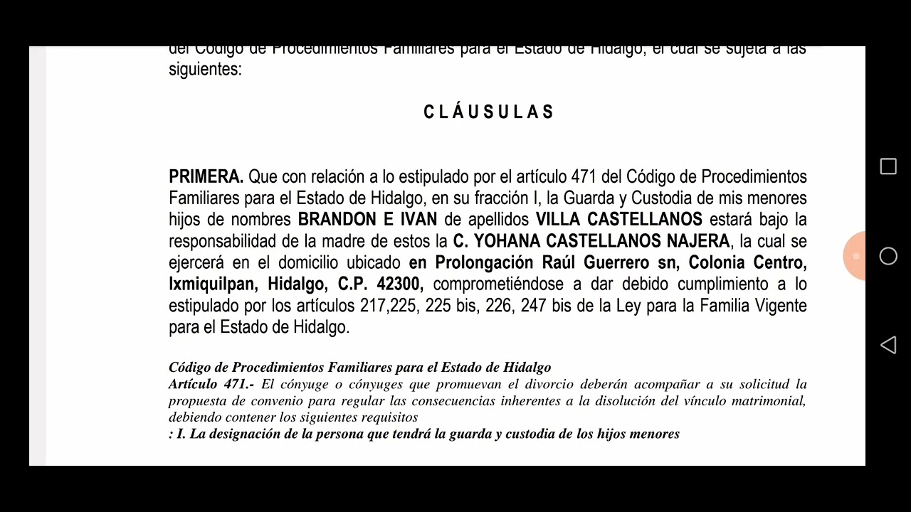 SOLICITUD DE DIVORCIO EN EL ESTADO DE HIDALGO