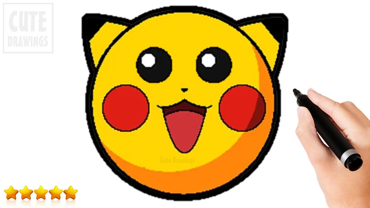 How To Draw Pikachu Emoji So Cute Animated Pokemon Drawings Youtube