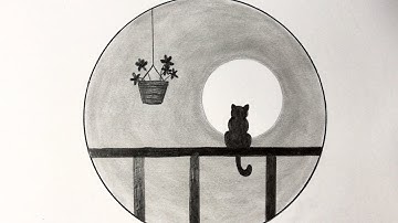 Cách vẽ tranh phong cảnh trong hình tròn | how to draw easy scenery in circle