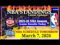 NBA STANDINGS TODAY as of March 6, 2026 | GAME RESULTS | NBA SCHEDULE March 7, 2026