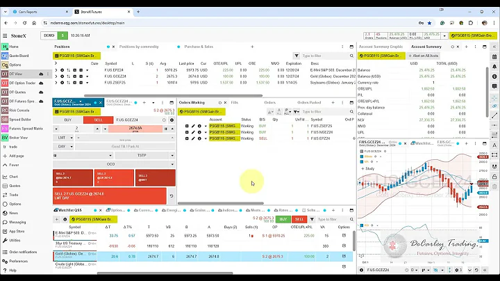 Viewing working, filled, canceled and parked orders in the Stonex commodity platform based on CQG.