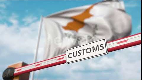 Closing Boom Barrier with CUSTOMS Sign Against the Cypriot Flag | Motion Graphics - Envato elements