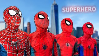 4 RED SPIDER-MAN Bros || No No No , Today is RED COLOR DAY !! ( Red Food , Red Nerf Gun ... )