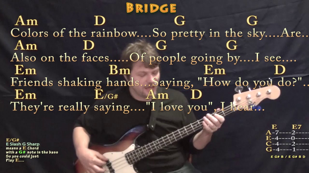 What A Wonderful World (Louis Armstrong) Bass Guitar Cover Lesson in G