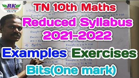 TN 10th Maths|Reduced Syllabus 2021-2022|Examples, Exercise and Bits|In tamil