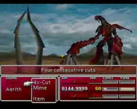 Final Fantasy VII - Aerith meleeing Ruby Weapon