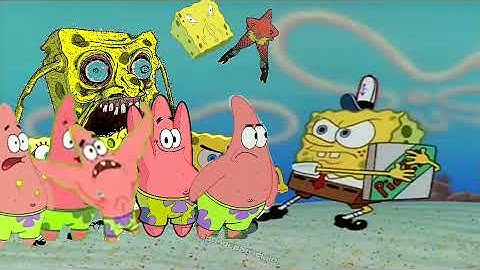 SpongeBob vs Patrick trying to get a pizza from spongebob