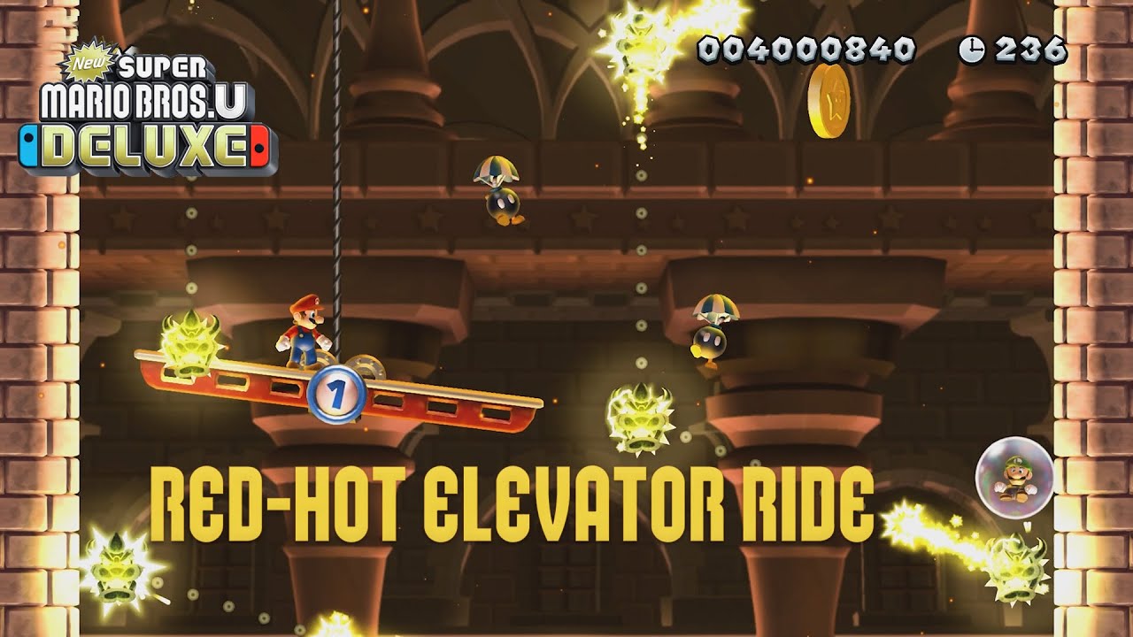 New Super Mario Bros. U Deluxe RedHot Elevator Ride 2 players