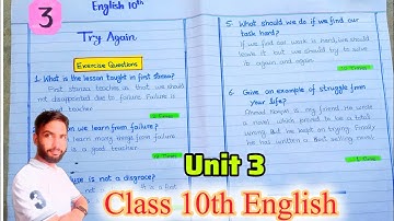 English class 10th||unit no.3 ||Try Again ||Questions Answers Notes