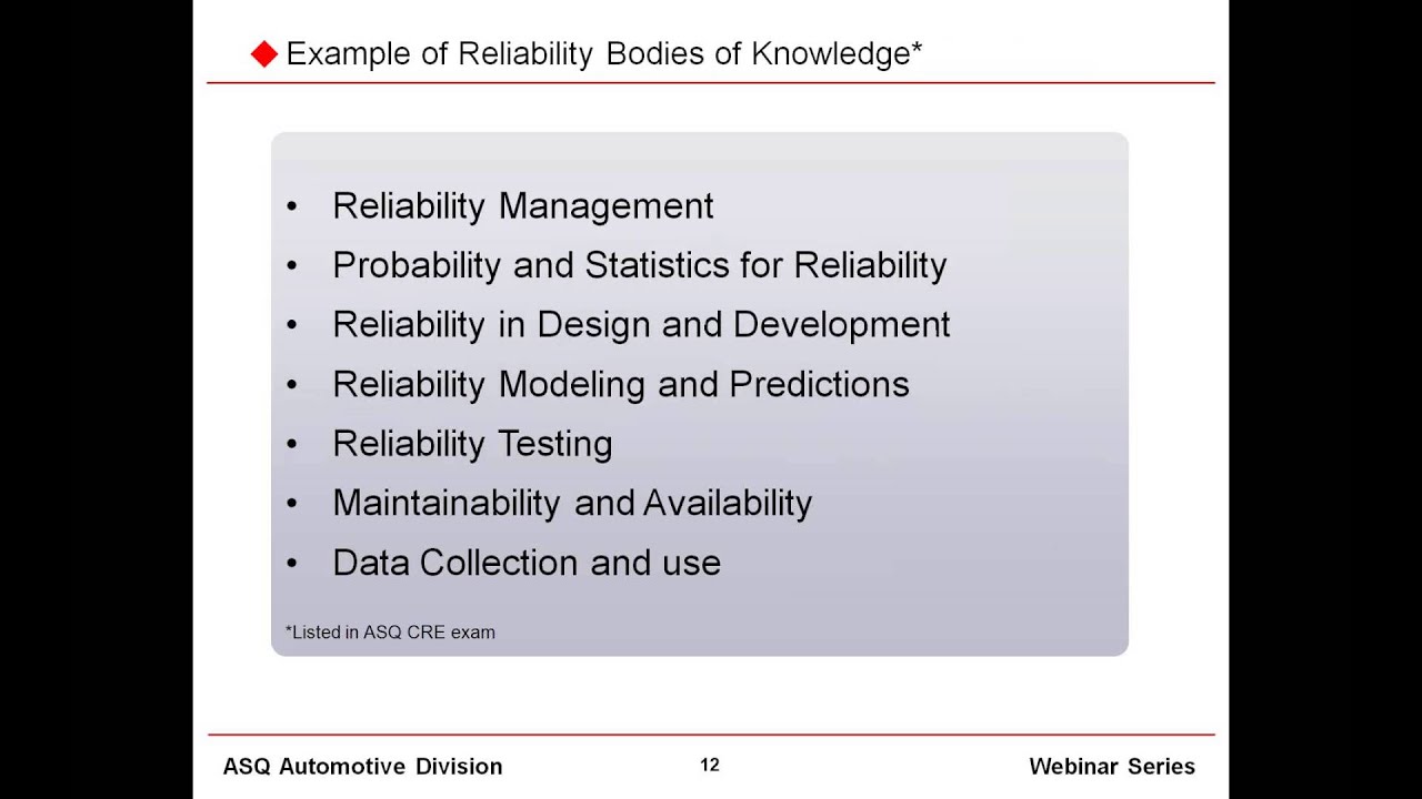 ASQ Automotive Webinar Reliability Maturity Assessment RMA - YouTube