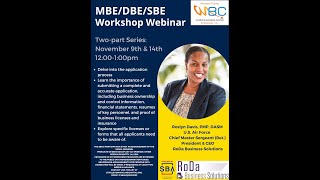 MBE/DBE/SBE Workshop Webinar (Part 2) Guide